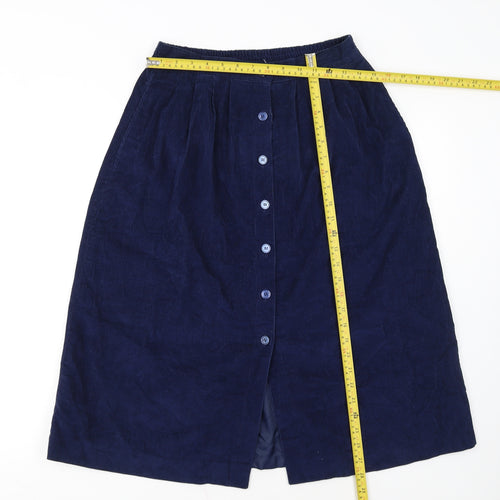 S.V.P. Womens Blue Corduroy A-Line Midi Skirt Size 12