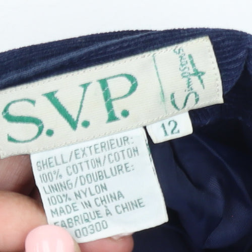 S.V.P. Womens Blue Corduroy A-Line Midi Skirt Size 12