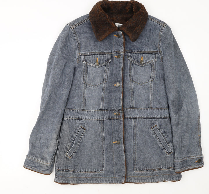 Marvin Richards Women's Blue Denim Faux Fur Collar Jacket Size M