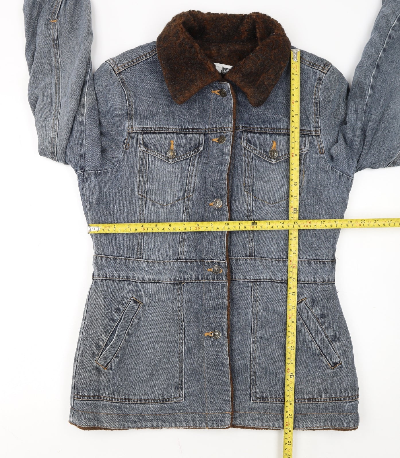 Marvin Richards Women's Blue Denim Faux Fur Collar Jacket Size M