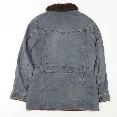 Marvin Richards Women's Blue Denim Faux Fur Collar Jacket Size M