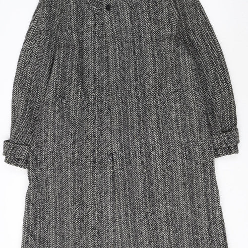 Botany 500 Women's Grey Herringbone Wool Long Overcoat Size 16