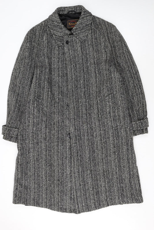 Botany 500 Women's Grey Herringbone Wool Long Overcoat Size 16