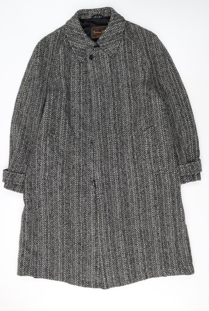 Botany 500 Women's Grey Herringbone Wool Long Overcoat Size 16