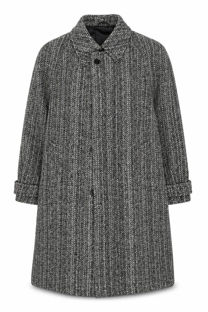 Front view of Botany 500 Women's Grey Herringbone Wool Long Overcoat, size 16