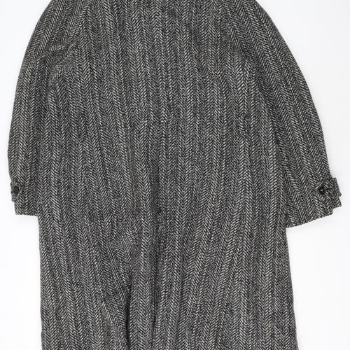 Botany 500 Women's Grey Herringbone Wool Long Overcoat Size 16