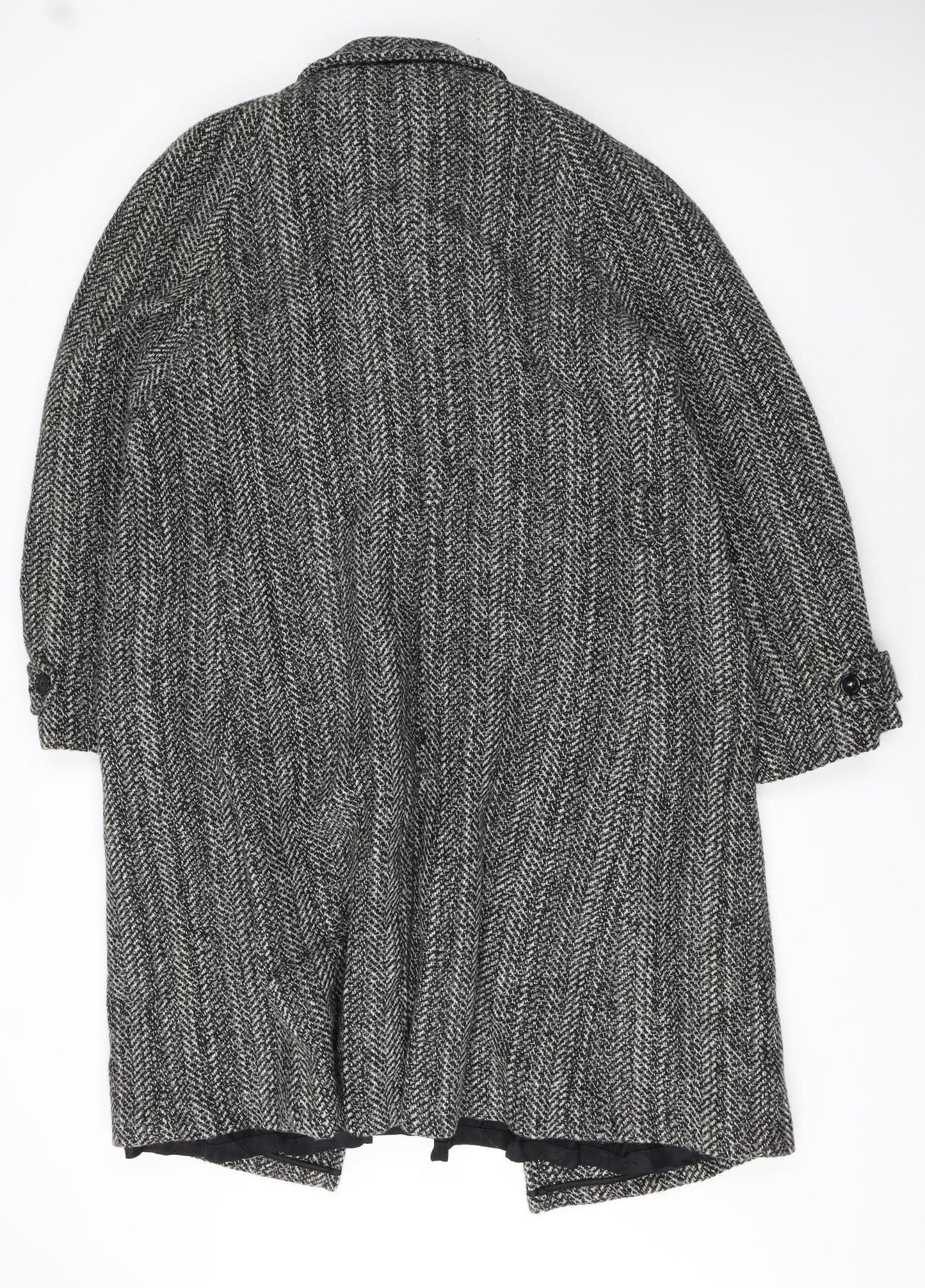 Botany 500 Women's Grey Herringbone Wool Long Overcoat Size 16
