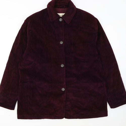 Eddie Bauer Womens Purple Corduroy Button Basic Jacket Size L