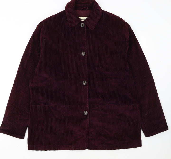 Eddie Bauer Womens Purple Corduroy Button Basic Jacket Size L