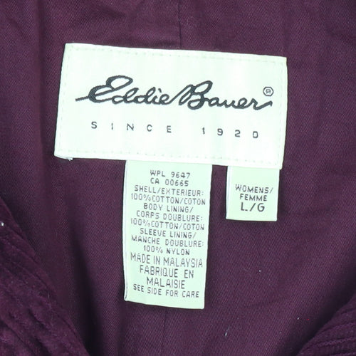 Eddie Bauer Womens Purple Corduroy Button Basic Jacket Size L