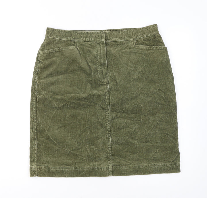 Jones Sport Women Green Corduroy Pencil Skirt Size 12 Stretch