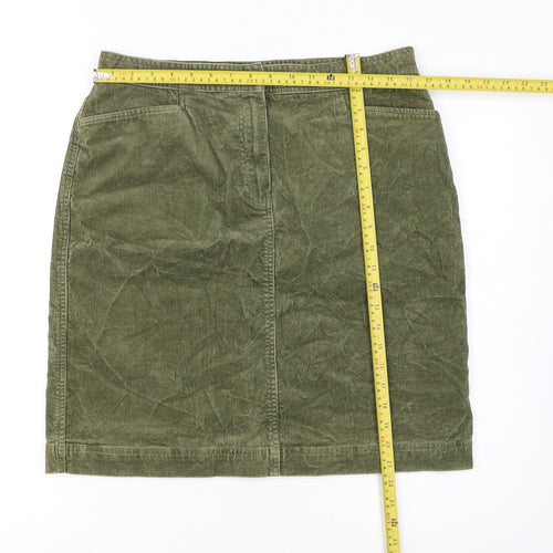 Jones Sport Women Green Corduroy Pencil Skirt Size 12 Stretch