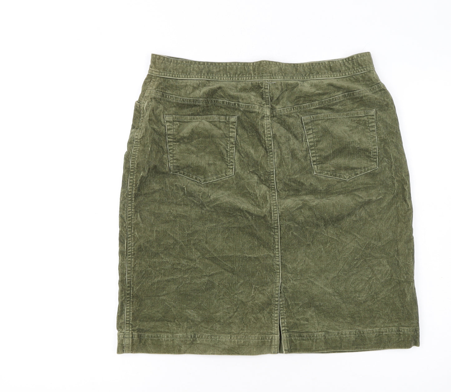 Jones Sport Women Green Corduroy Pencil Skirt Size 12 Stretch