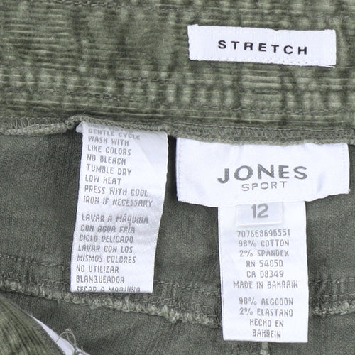 Jones Sport Women Green Corduroy Pencil Skirt Size 12 Stretch