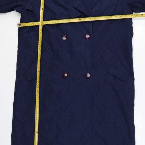 Sequence Women's Blue Polyester Trench Coat Size 10 Long Lined Classic
