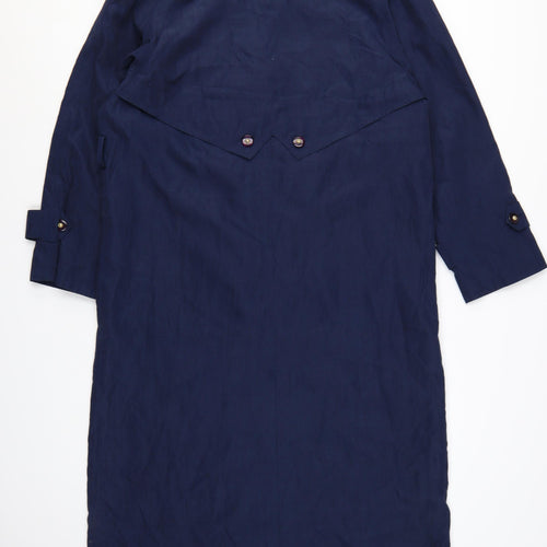 Sequence Women's Blue Polyester Trench Coat Size 10 Long Lined Classic
