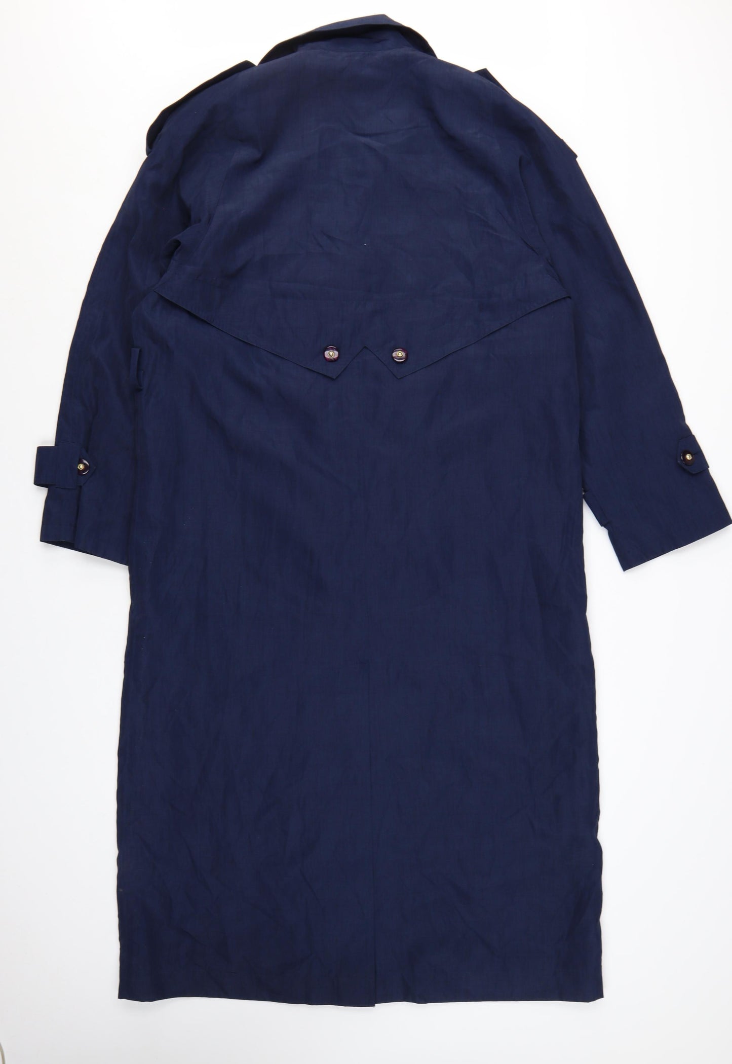 Sequence Women's Blue Polyester Trench Coat Size 10 Long Lined Classic