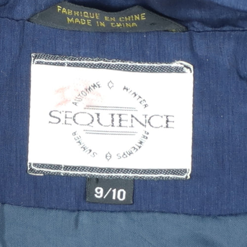 Sequence Women's Blue Polyester Trench Coat Size 10 Long Lined Classic