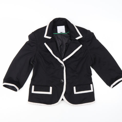 Debenhams Petite Collection Black Blazer Women Size 12 Short Notch Lapel Jacket