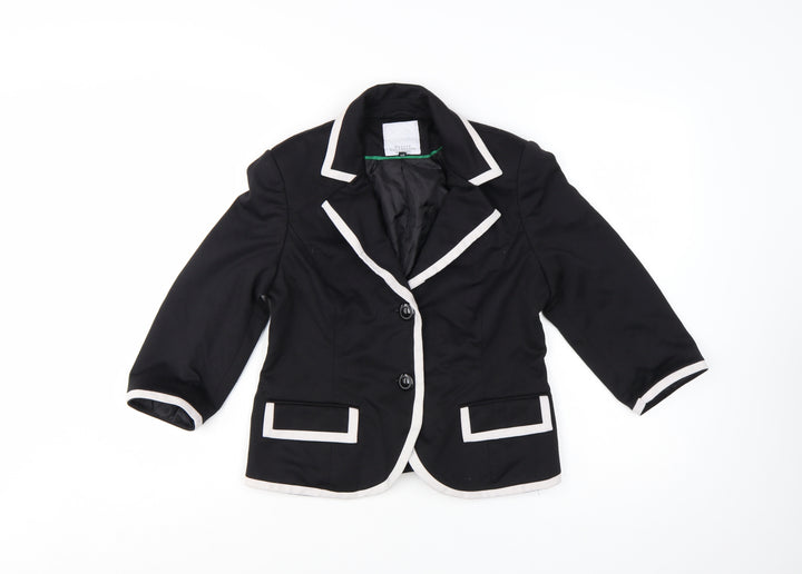 Debenhams Petite Collection Black Blazer Women Size 12 Short Notch Lapel Jacket