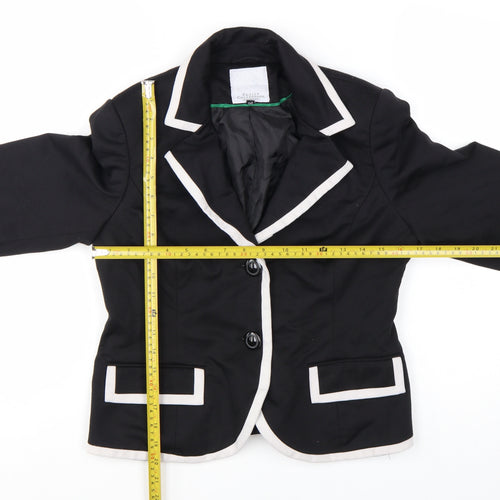 Debenhams Petite Collection Black Blazer Women Size 12 Short Notch Lapel Jacket