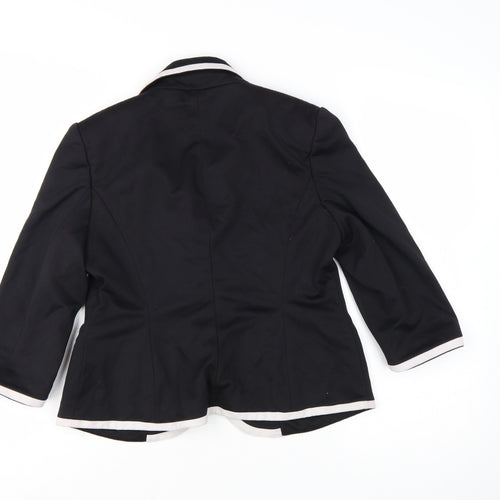 Debenhams Petite Collection Black Blazer Women Size 12 Short Notch Lapel Jacket