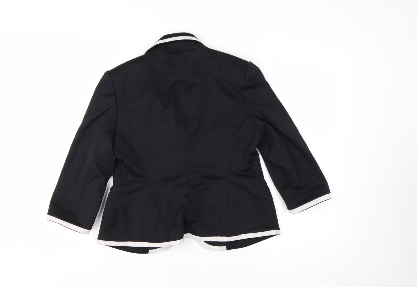 Debenhams Petite Collection Black Blazer Women Size 12 Short Notch Lapel Jacket