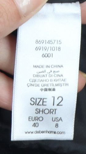 Debenhams Petite Collection Black Blazer Women Size 12 Short Notch Lapel Jacket
