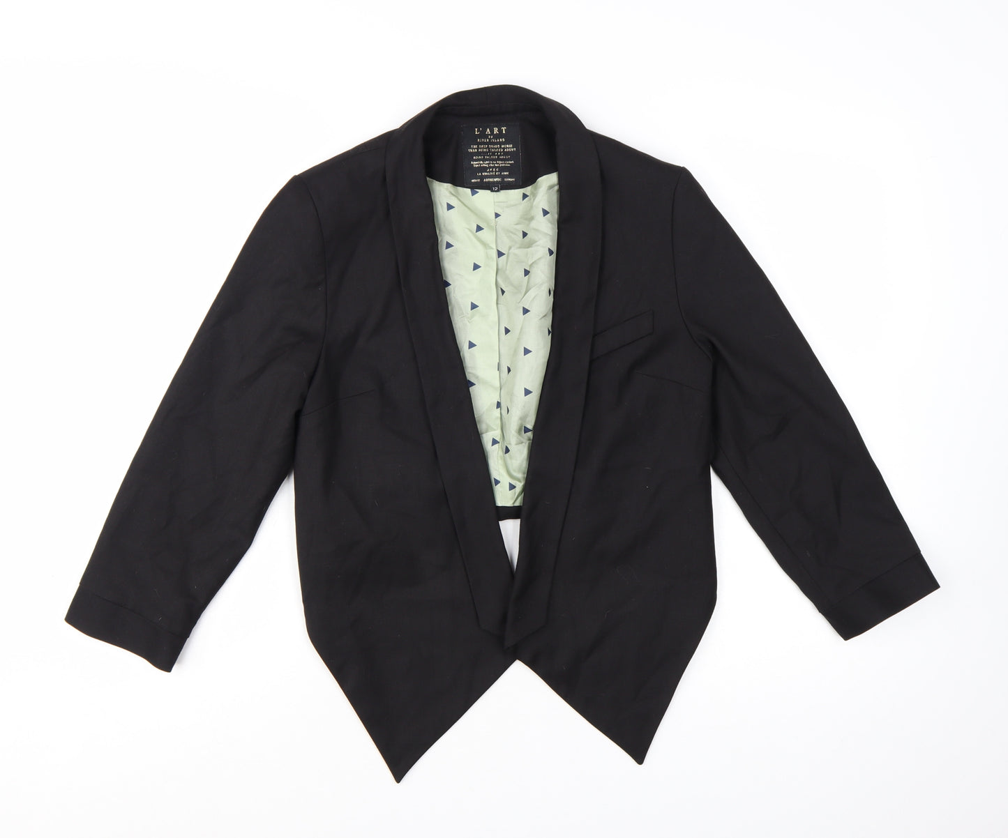 River Island Women Black Size 12 Shawl Lapel Tailored Suit Jacket