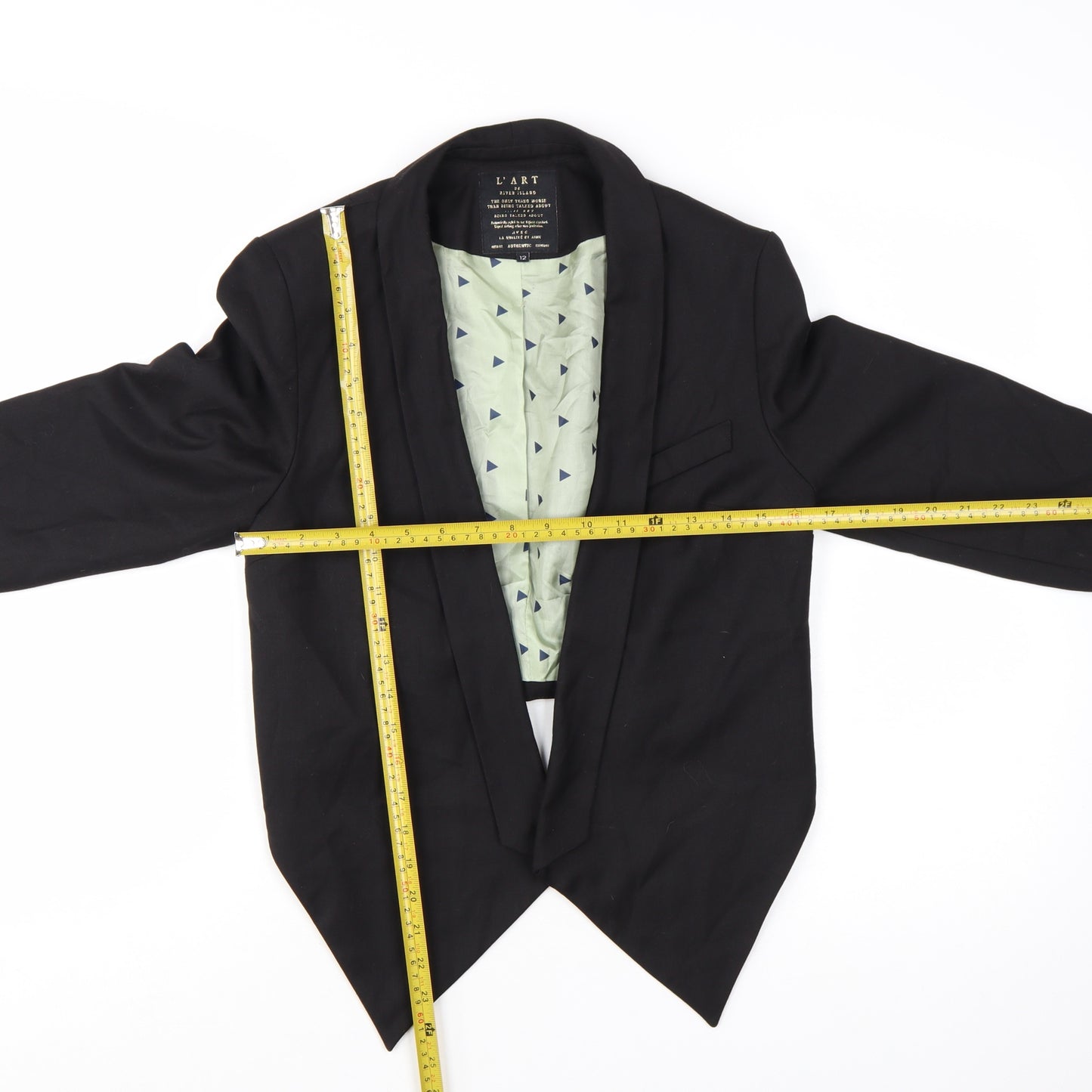 River Island Women Black Size 12 Shawl Lapel Tailored Suit Jacket