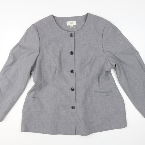 Marks and Spencer Women Grey Size 20 Long Sleeve Suit Jacket