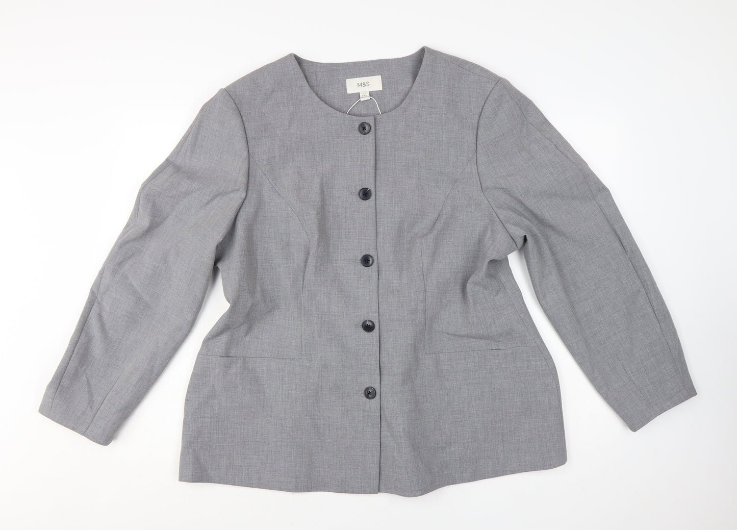 Marks and Spencer Women Grey Size 20 Long Sleeve Suit Jacket