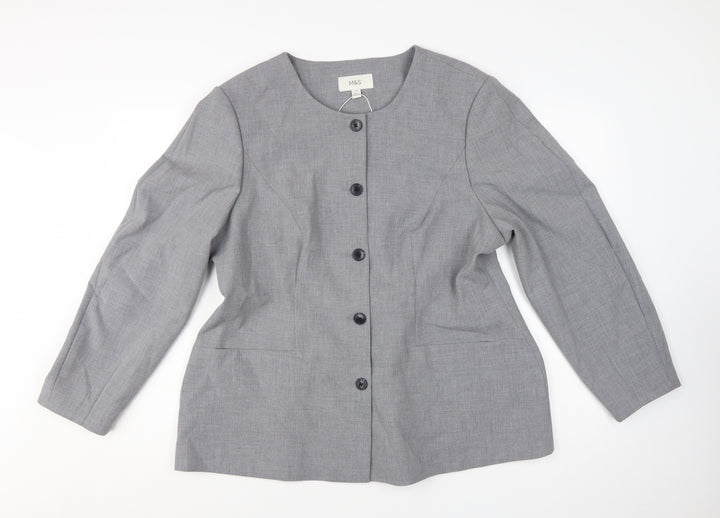 Marks and Spencer Women Grey Size 20 Long Sleeve Suit Jacket