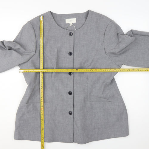 Marks and Spencer Women Grey Size 20 Long Sleeve Suit Jacket