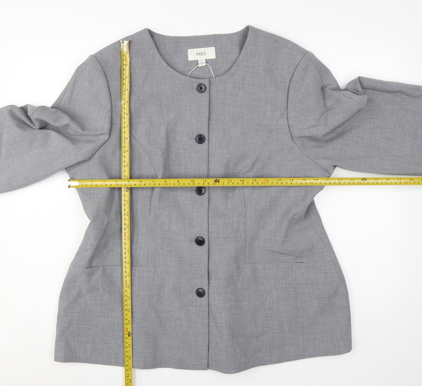 Marks and Spencer Women Grey Size 20 Long Sleeve Suit Jacket