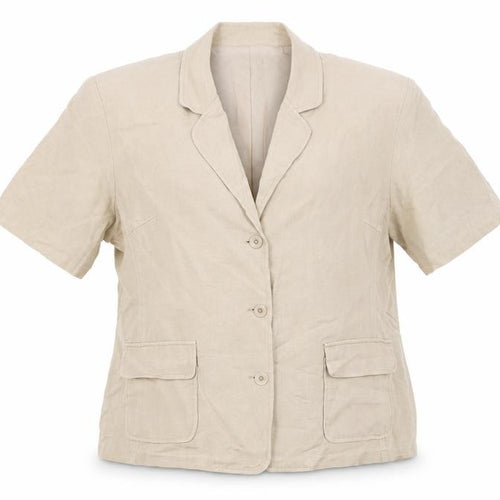 Opus Women’s Beige Linen Blend Short Sleeve Single Breasted Jacket Size 18