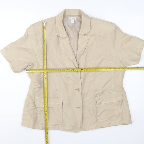 Opus Women’s Beige Linen Blend Short Sleeve Single Breasted Jacket Size 18