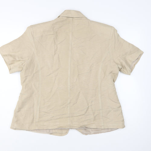 Opus Women’s Beige Linen Blend Short Sleeve Single Breasted Jacket Size 18