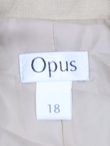Opus Women’s Beige Linen Blend Short Sleeve Single Breasted Jacket Size 18