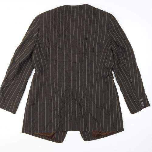 Emanuel Ungaro Brown Pinstripe Long Blazer Jacket Women's Size 14