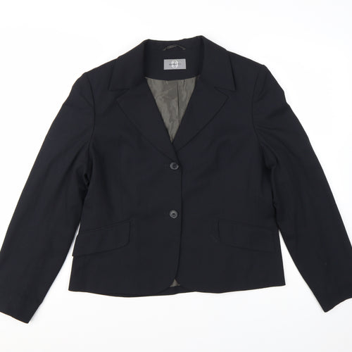 Amaranto Women's Black Size 16 Single-Breasted Blazer