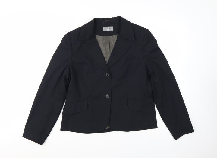 Amaranto Women's Black Size 16 Single-Breasted Blazer
