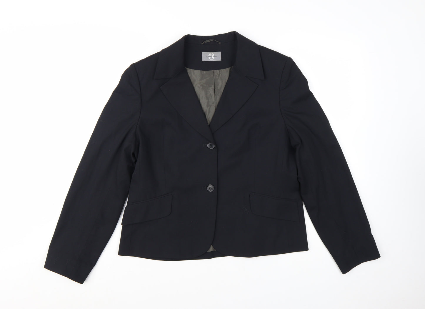 Amaranto Women's Black Size 16 Single-Breasted Blazer