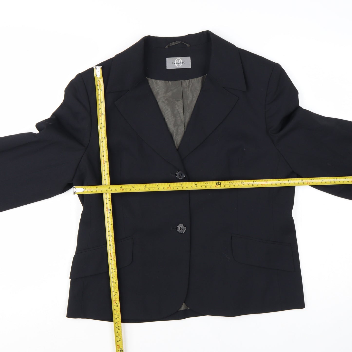 Amaranto Women's Black Size 16 Single-Breasted Blazer
