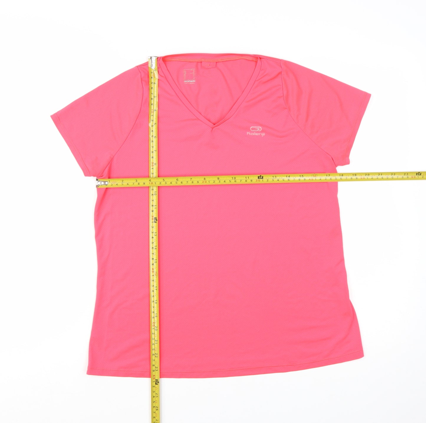 Kalenji Women Pink Short Sleeve V-Neck Running T-Shirt Size 16