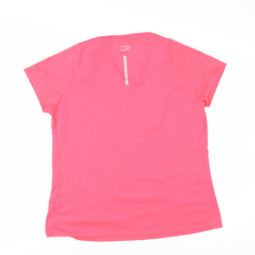 Kalenji Women Pink Short Sleeve V-Neck Running T-Shirt Size 16