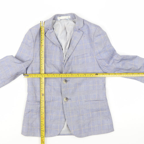 Marks and Spencer Boys Blue Check Blazer 6-7 Years Formal Two-Button Jacket