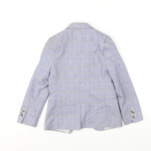 Marks and Spencer Boys Blue Check Blazer 6-7 Years Formal Two-Button Jacket