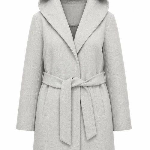 Marks and Spencer Women’s Grey Belted Hooded Mid-Length Overcoat Size 10