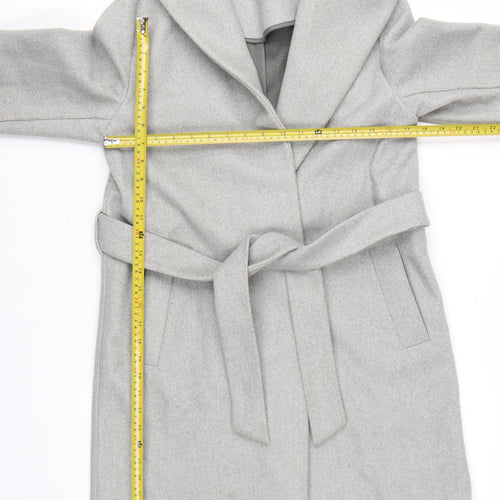Marks and Spencer Women’s Grey Belted Hooded Mid-Length Overcoat Size 10